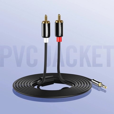 Kabel Ugreen AV116 10749 audio mini jack 3,5 mm (męski) / 2RCA (męski) 1m - czarny Kabel Ugreen AV116 10749 audio mini jack 3,5 mm (męski) / 2RCA (męski) 1m - czarny