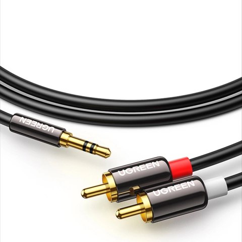 Kabel Ugreen AV116 10749 audio mini jack 3,5 mm (męski) / 2RCA (męski) 1m - czarny Kabel Ugreen AV116 10749 audio mini jack 3,5 mm (męski) / 2RCA (męski) 1m - czarny