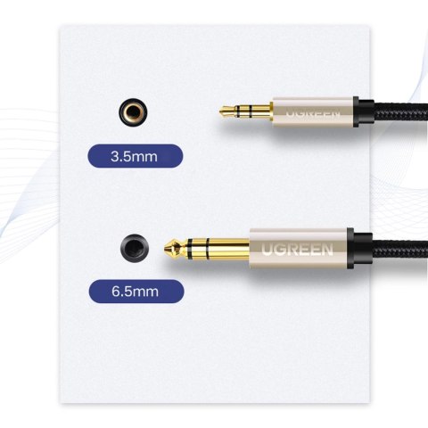 Kabel Ugreen AV127 10630 audio TRS mini jack 3,5mm / jack 6,35mm 5m - szary Kabel Ugreen AV127 10630 audio TRS mini jack 3,5mm / jack 6,35mm 5m - szary