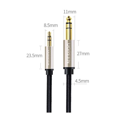Kabel Ugreen AV127 10630 audio TRS mini jack 3,5mm / jack 6,35mm 5m - szary Kabel Ugreen AV127 10630 audio TRS mini jack 3,5mm / jack 6,35mm 5m - szary
