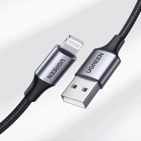 Kabel Ugreen US199 60158 USB-A / Lightning MFi 2m - czarny Kabel Ugreen US199 60158 USB-A / Lightning MFi 2m - czarny