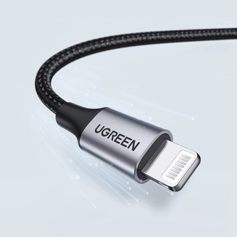 Kabel Ugreen US199 60158 USB-A / Lightning MFi 2m - czarny Kabel Ugreen US199 60158 USB-A / Lightning MFi 2m - czarny