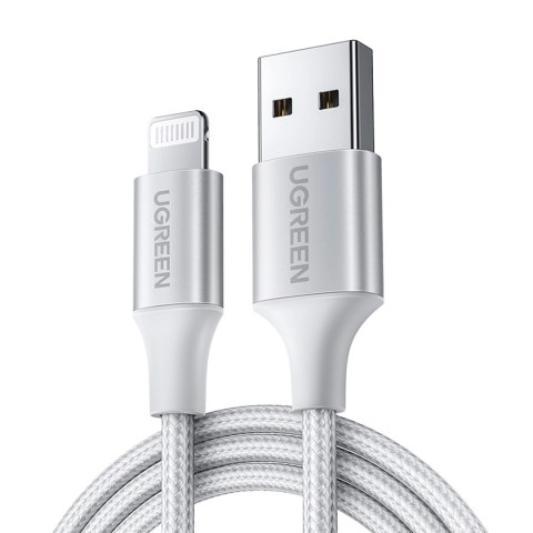 Kabel Ugreen US199 60163 USB-A / Lightning MFi 2m - srebrny Kabel Ugreen US199 60163 USB-A / Lightning MFi 2m - srebrny