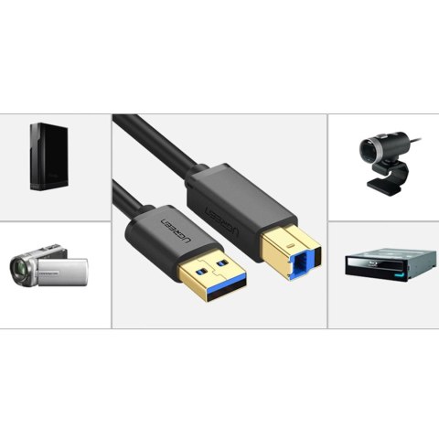 Kabel Ugreen US210 30753 do drukarki USB-A 3.0 / USB-B 5Gbps 1m - czarny Kabel Ugreen US210 30753 do drukarki USB-A 3.0 / USB-B 5Gbps 1m - czarny