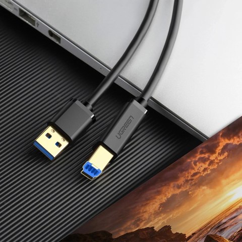 Kabel Ugreen US210 30753 do drukarki USB-A 3.0 / USB-B 5Gbps 1m - czarny Kabel Ugreen US210 30753 do drukarki USB-A 3.0 / USB-B 5Gbps 1m - czarny