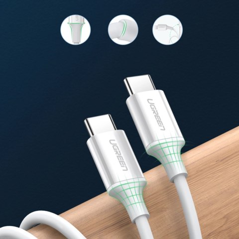 Kabel Ugreen US264 60517 USB-C / USB-C PD QC AFC 0.5m - biały Kabel Ugreen US264 60517 USB-C / USB-C PD QC AFC 0.5m - biały