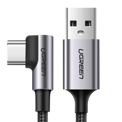 Kabel Ugreen US284 70255 USB-A (prosty) / USB-C (kątowy) 3A 3m - szary Kabel Ugreen US284 70255 USB-A (prosty) / USB-C (kątowy) 3A 3m - szary