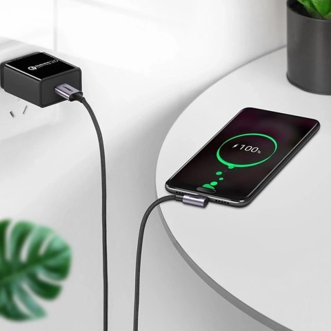 Kabel Ugreen US284 70255 USB-A (prosty) / USB-C (kątowy) 3A 3m - szary Kabel Ugreen US284 70255 USB-A (prosty) / USB-C (kątowy) 3A 3m - szary