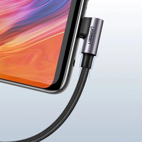 Kabel Ugreen US284 70255 USB-A (prosty) / USB-C (kątowy) 3A 3m - szary Kabel Ugreen US284 70255 USB-A (prosty) / USB-C (kątowy) 3A 3m - szary