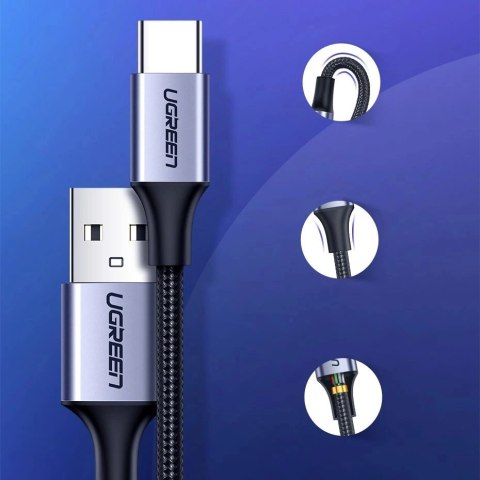 Kabel Ugreen US288 60124 USB-A / USB-C QC 3.0 3A 0.25m - szary Kabel Ugreen US288 60124 USB-A / USB-C QC 3.0 3A 0.25m - szary