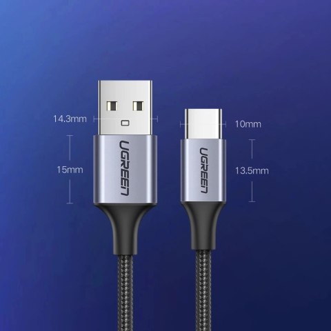 Kabel Ugreen US288 60124 USB-A / USB-C QC 3.0 3A 0.25m - szary Kabel Ugreen US288 60124 USB-A / USB-C QC 3.0 3A 0.25m - szary