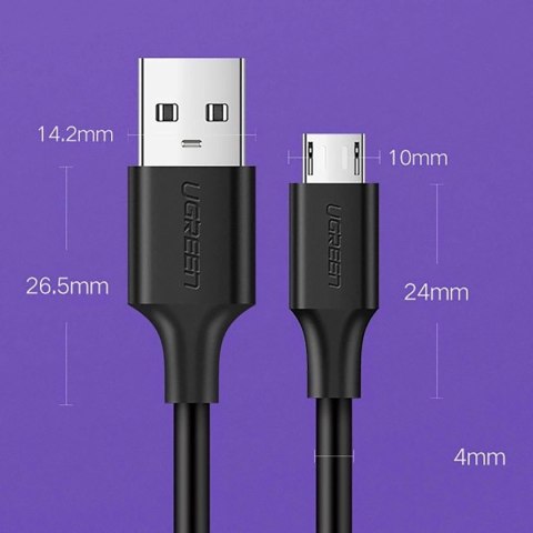 Kabel Ugreen US289 60134 micro USB / USB-A 0.25m - czarny Kabel Ugreen US289 60134 micro USB / USB-A 0.25m - czarny