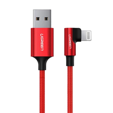 Kabel Ugreen US299 60555 kątowy Lightning / USB-A MFi 2.4A 1m - czerwony Kabel Ugreen US299 60555 kątowy Lightning / USB-A MFi 2.4A 1m - czerwony