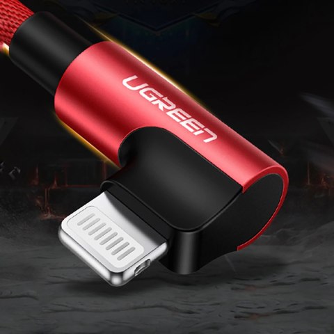 Kabel Ugreen US299 60555 kątowy Lightning / USB-A MFi 2.4A 1m - czerwony Kabel Ugreen US299 60555 kątowy Lightning / USB-A MFi 2.4A 1m - czerwony