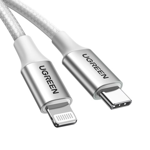 Kabel Ugreen US304 70523 USB-C / Lightning MFi 1m - srebrny Kabel Ugreen US304 70523 USB-C / Lightning MFi 1m - srebrny