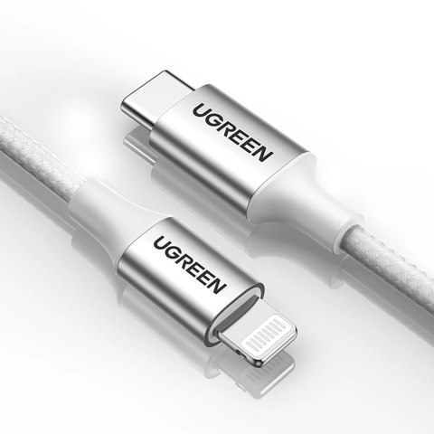 Kabel Ugreen US304 70523 USB-C / Lightning MFi 1m - srebrny Kabel Ugreen US304 70523 USB-C / Lightning MFi 1m - srebrny