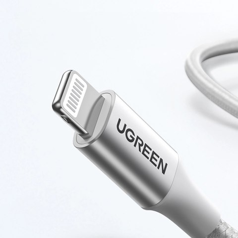 Kabel Ugreen US304 70523 USB-C / Lightning MFi 1m - srebrny Kabel Ugreen US304 70523 USB-C / Lightning MFi 1m - srebrny