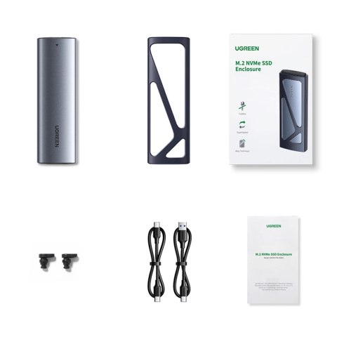 Obudowa Ugreen CM578 15512 na dysk M.2 NVMe 10Gbps - czarna + kabel USB-C / USB-A + kabel USB-C / USB-C Obudowa Ugreen CM578 15512 na dysk M.2 NVMe 10Gbps - czarna + kabel USB-C / USB-A + kabel USB-C / USB-C