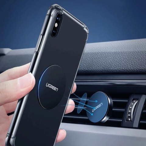 Płytki metalowe Ugreen LP123 60410 okrągłe / prostokątne do uchwytów magnetycznych na telefon - czarne (2 szt.)