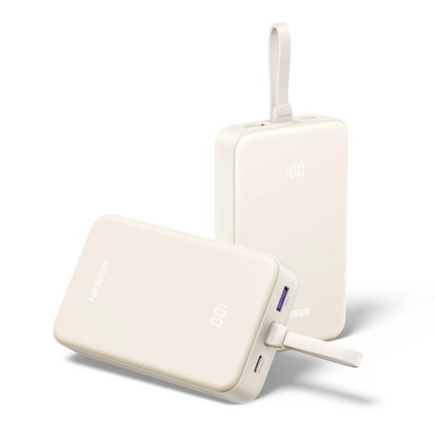 Powerbank Ugreen PB505 20000mAh 22.5W USB-C USB-A wbudowany kabel USB-C - biały