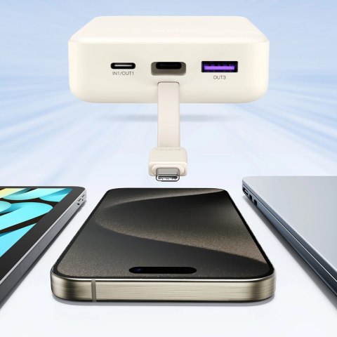 Powerbank Ugreen PB505 20000mAh 22.5W USB-C USB-A wbudowany kabel USB-C - biały