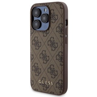 Zestaw etui Guess 4G Metal Logo na iPhone 15 Pro Max + powerbank 5000mAh MagSafe - brązowy