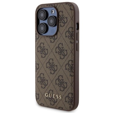 Zestaw etui Guess 4G Metal Logo na iPhone 15 Pro Max + powerbank 5000mAh MagSafe - brązowy
