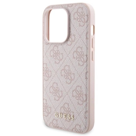 Zestaw etui Guess 4G Metal Logo na iPhone 15 Pro Max + powerbank 5000mAh MagSafe - różowy
