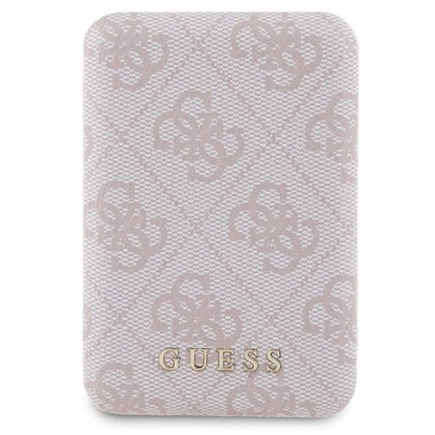 Zestaw etui Guess 4G Metal Logo na iPhone 15 Pro Max + powerbank 5000mAh MagSafe - różowy