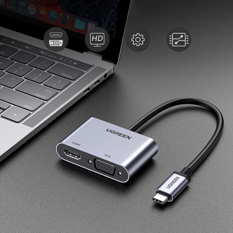 Adapter Ugreen CM162 50505 USB-C - HDMI / VGA / USB-A 3.0 / USB-C PD - szary Adapter Ugreen CM162 50505 USB-C - HDMI / VGA / USB-A 3.0 / USB-C PD - szary