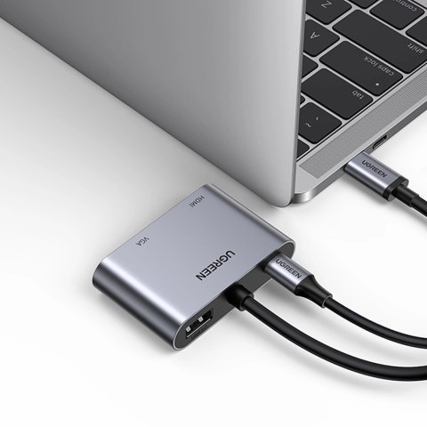 Adapter Ugreen CM162 50505 USB-C - HDMI / VGA / USB-A 3.0 / USB-C PD - szary Adapter Ugreen CM162 50505 USB-C - HDMI / VGA / USB-A 3.0 / USB-C PD - szary