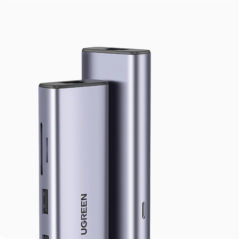 Adapter Ugreen CM512 90568 USB-C - 2x USB-A 3.0 / HDMI / RJ45 / czytnik kart SD i TF / USB-C PD 100W - szary Adapter Ugreen CM512 90568 USB-C - 2x USB-A 3.0 / HDMI / RJ45 / czytnik kart SD i TF / USB-C PD 100W - szary