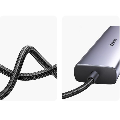 Adapter Ugreen CM512 90568 USB-C - 2x USB-A 3.0 / HDMI / RJ45 / czytnik kart SD i TF / USB-C PD 100W - szary Adapter Ugreen CM512 90568 USB-C - 2x USB-A 3.0 / HDMI / RJ45 / czytnik kart SD i TF / USB-C PD 100W - szary