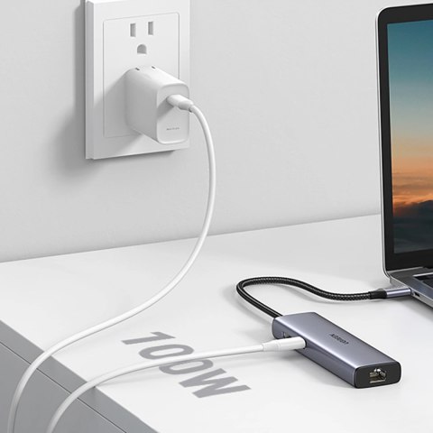Adapter Ugreen CM512 90568 USB-C - 2x USB-A 3.0 / HDMI / RJ45 / czytnik kart SD i TF / USB-C PD 100W - szary Adapter Ugreen CM512 90568 USB-C - 2x USB-A 3.0 / HDMI / RJ45 / czytnik kart SD i TF / USB-C PD 100W - szary