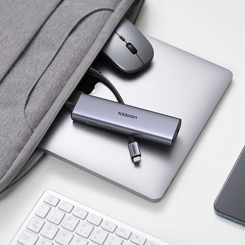 Adapter Ugreen CM512 90568 USB-C - 2x USB-A 3.0 / HDMI / RJ45 / czytnik kart SD i TF / USB-C PD 100W - szary Adapter Ugreen CM512 90568 USB-C - 2x USB-A 3.0 / HDMI / RJ45 / czytnik kart SD i TF / USB-C PD 100W - szary