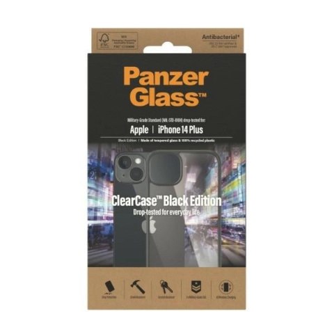 Etui PanzerGlass ClearCase antybakteryjne na iPhone 14 Plus / 15 Plus - przezroczysto-czarne