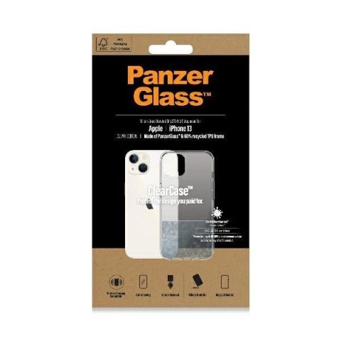 Etui PanzerGlass ClearCase antybakteryjne z certyfikatem Military Grade na iPhone 13 / 14 / 15 - przezroczyste