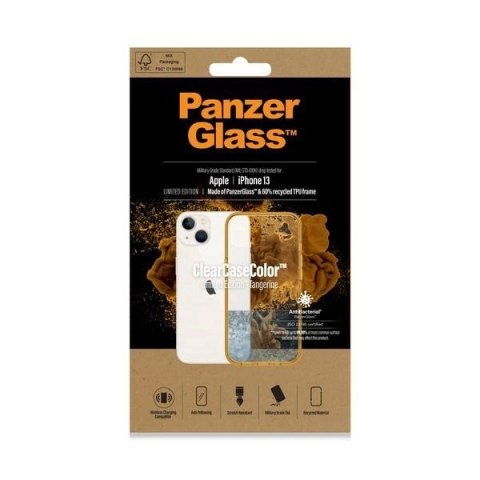 Etui PanzerGlass ClearCase antybakteryjne z certyfikatem Military Grade na iPhone 13 / 14 / 15 - przezroczysto-żółte