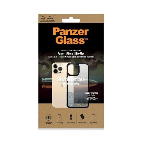 Etui PanzerGlass ClearCase antybakteryjne z certyfikatem Military Grade na iPhone 13 Pro Max - przezroczysto-czarne