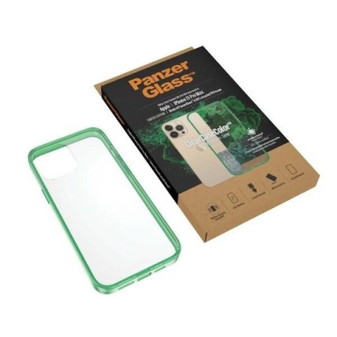 Etui PanzerGlass ClearCase antybakteryjne z certyfikatem Military Grade na iPhone 13 Pro Max - przezroczysto-zielone
