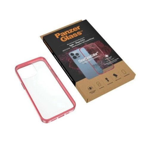 Etui PanzerGlass ClearCase antybakteryjne z certyfikatem Military Grade na iPhone 13 Pro - przezroczysto-różowe
