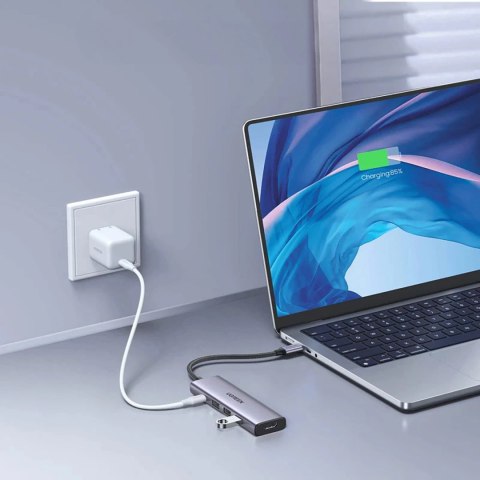 HUB Ugreen CM511 15597 5w1 USB-C - USB-C PD / HDMI / 3x USB-A 3.0 - szary HUB Ugreen CM511 15597 5w1 USB-C - USB-C PD / HDMI / 3x USB-A 3.0 - szary
