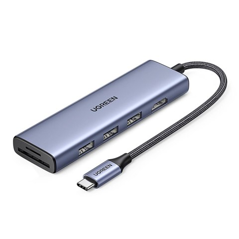 HUB Ugreen CM511 20956A 6w1 USB-C - HDMI / 3x USB-A 3.0 / czytnik kart SD/TF - szary HUB Ugreen CM511 20956A 6w1 USB-C - HDMI / 3x USB-A 3.0 / czytnik kart SD/TF - szary