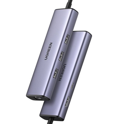 HUB Ugreen CM512 15598 6w1 USB-C - 3x USB-A 3.0 / HDMI / RJ45 / USB-C PD - szary HUB Ugreen CM512 15598 6w1 USB-C - 3x USB-A 3.0 / HDMI / RJ45 / USB-C PD - szary