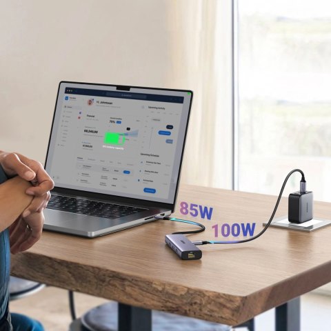 HUB Ugreen CM512 15598 6w1 USB-C - 3x USB-A 3.0 / HDMI / RJ45 / USB-C PD - szary HUB Ugreen CM512 15598 6w1 USB-C - 3x USB-A 3.0 / HDMI / RJ45 / USB-C PD - szary