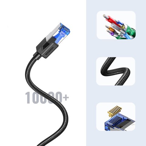 Kabel Ugreen NW153 Ethernet RJ45 Cat8 miedziany rdzeń 1.5m - czarny Kabel Ugreen NW153 Ethernet RJ45 Cat8 miedziany rdzeń 1.5m - czarny