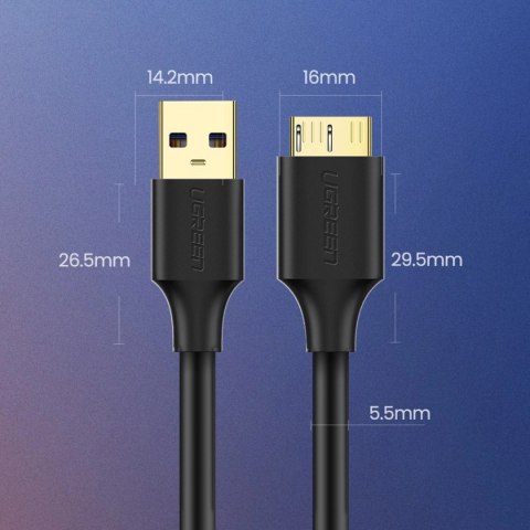 Kabel Ugreen US130 10840 USB-A 3.0 - micro USB-B 0.5m - czarny Kabel Ugreen US130 10840 USB-A 3.0 - micro USB-B 0.5m - czarny