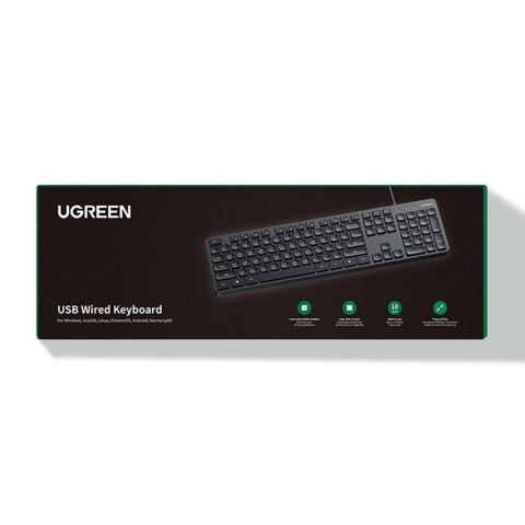 Klawiatura Ugreen KU004 90875 przewodowa 1.5 m do Windows / MacOS - czarna Klawiatura Ugreen KU004 90875 przewodowa 1.5 m do Windows / MacOS - czarna