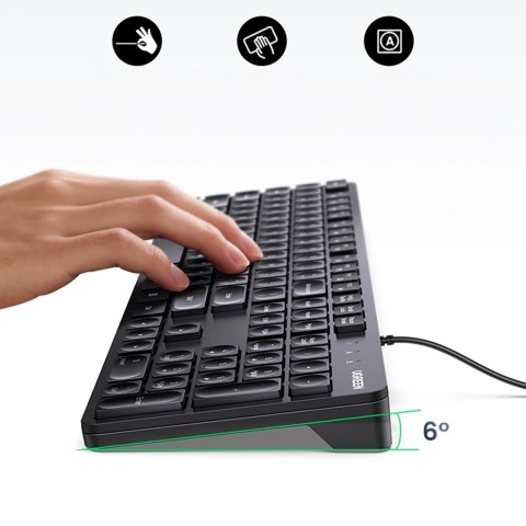 Klawiatura Ugreen KU004 90875 przewodowa 1.5 m do Windows / MacOS - czarna Klawiatura Ugreen KU004 90875 przewodowa 1.5 m do Windows / MacOS - czarna