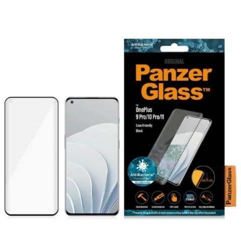 Szkło PanzerGlass E2E Microfracture antybakteryjne na OnePlus 9 Pro / 10 Pro / 11 - z czarną ramką